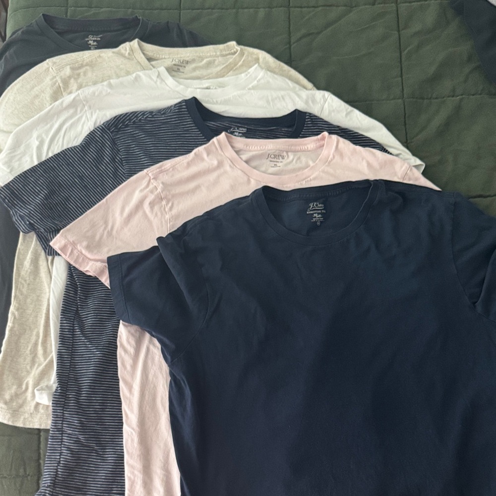 J. Crew Men's Short Sleeve Tees - Navy, Pink, White, Striped, Cream & Black Set